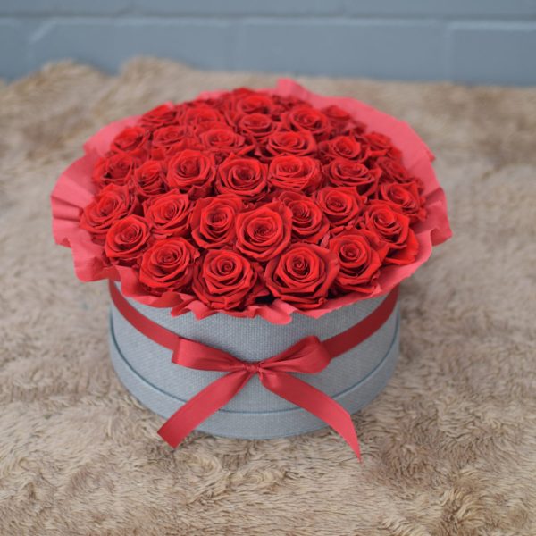 Blumenbox Grau | Rosen Rot | L